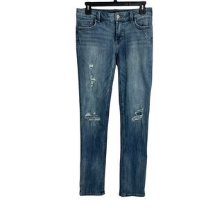 White House Black Market Women’s Blue Jeans Sz 4R Slim Distressed/Ripped/Torn